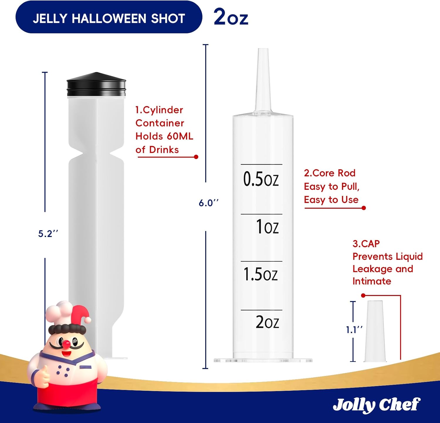 1.5/2oz Jello Shot Syringes - Jolly Party
