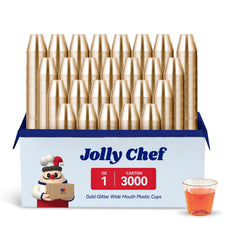 1oz Gold Glitter Plastic Shot Glasses - Jolly Party
