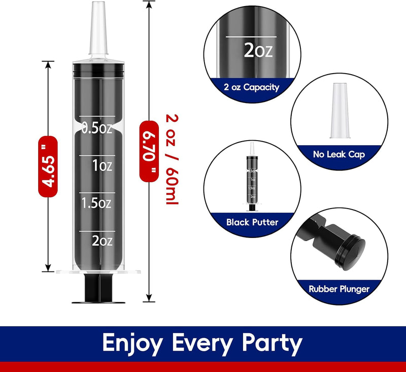 2oz Black Nightlife Shot Syringes - Jolly Party