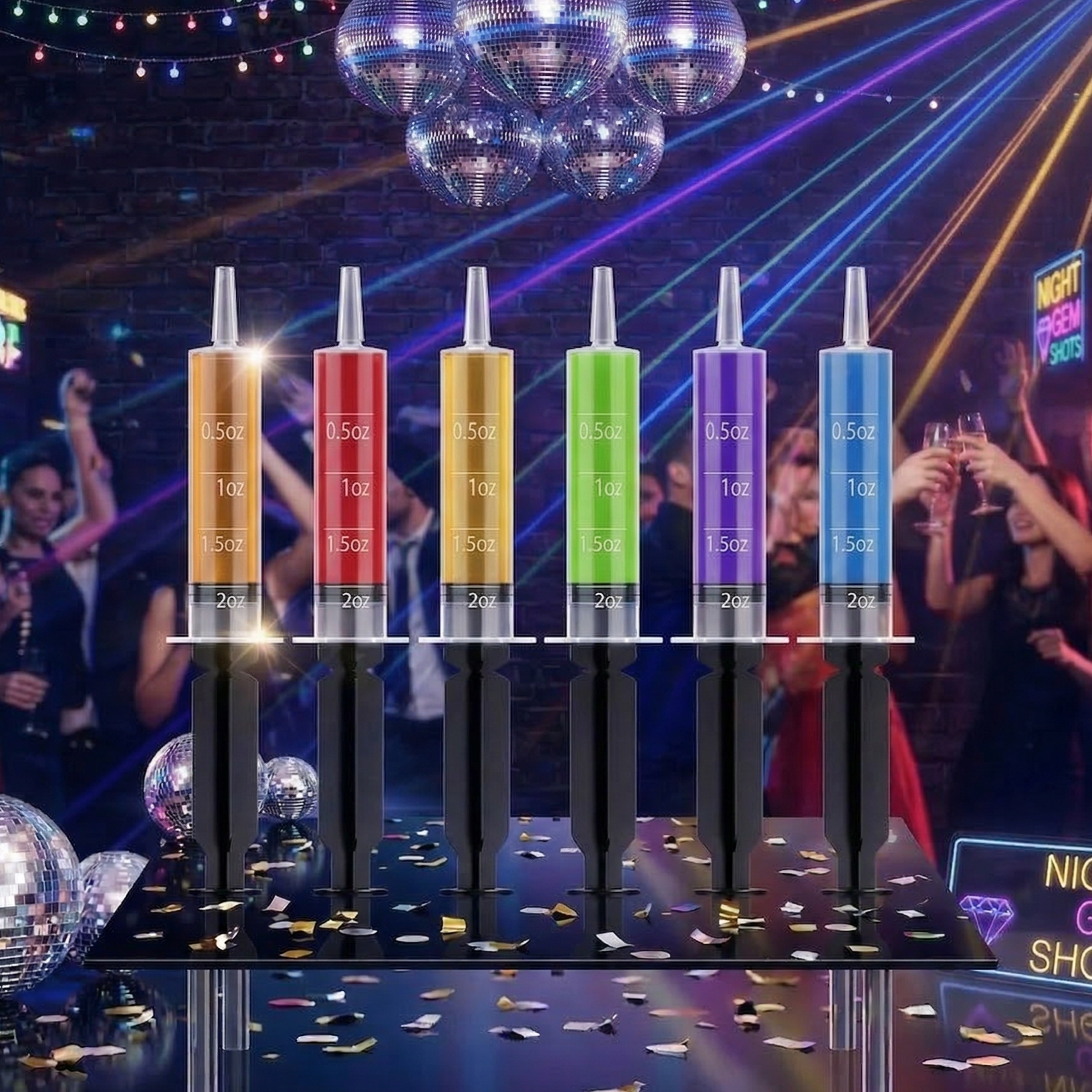 2oz Black Nightlife Shot Syringes - Jolly Party