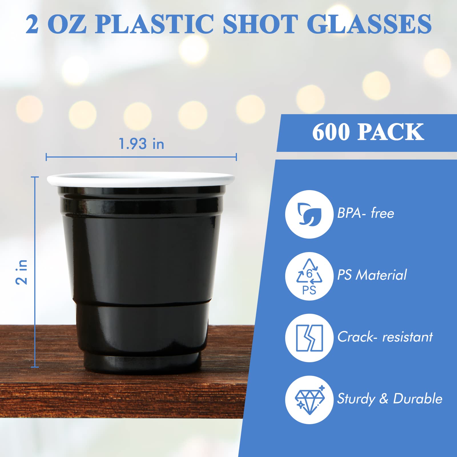 2oz Mini Black Party Shots - Jolly Party