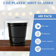 2oz Mini Black Party Shots - Jolly Party