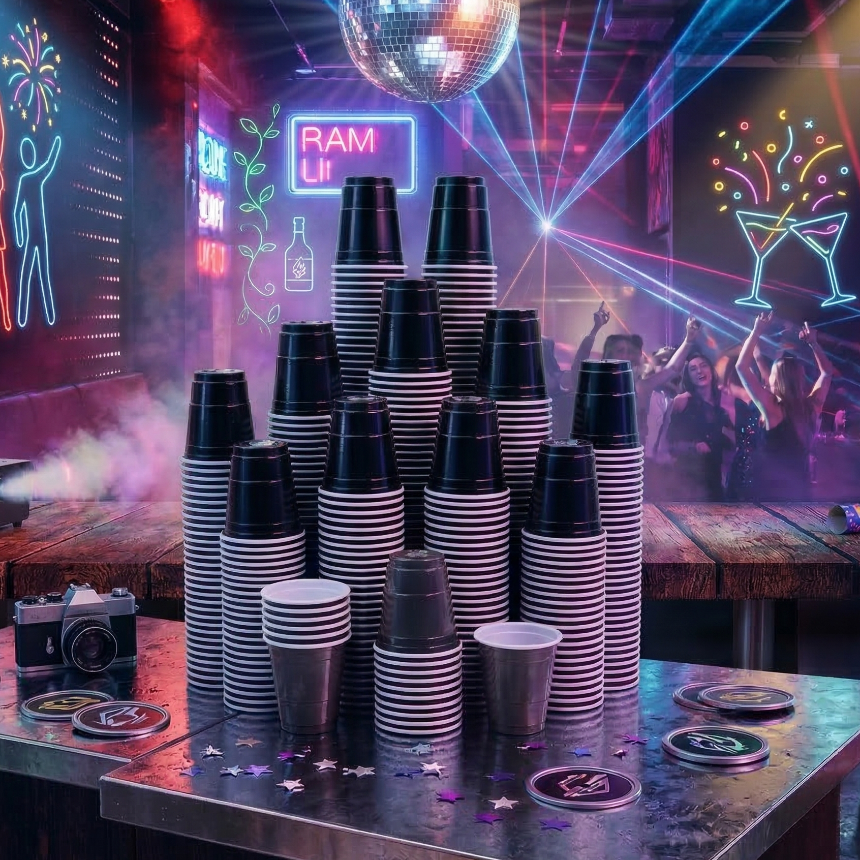 2oz Mini Black Party Shots - Jolly Party
