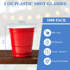 2oz Mini Red Party Shots - Jolly Party