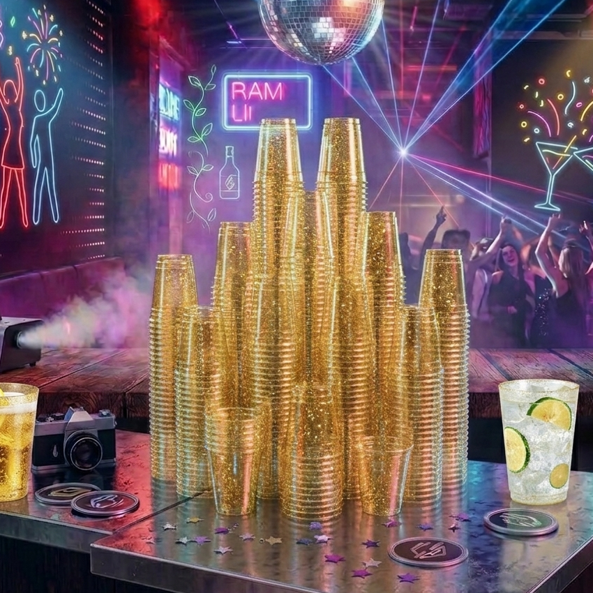 9/10/12/14oz Gold Glitter Party Cups - Jolly Party