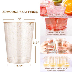 9/10/12/14oz Gold Glitter Party Cups - Jolly Party