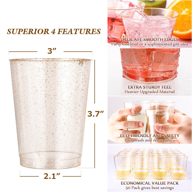 9/10/12/14oz Gold Glitter Party Cups - Jolly Party