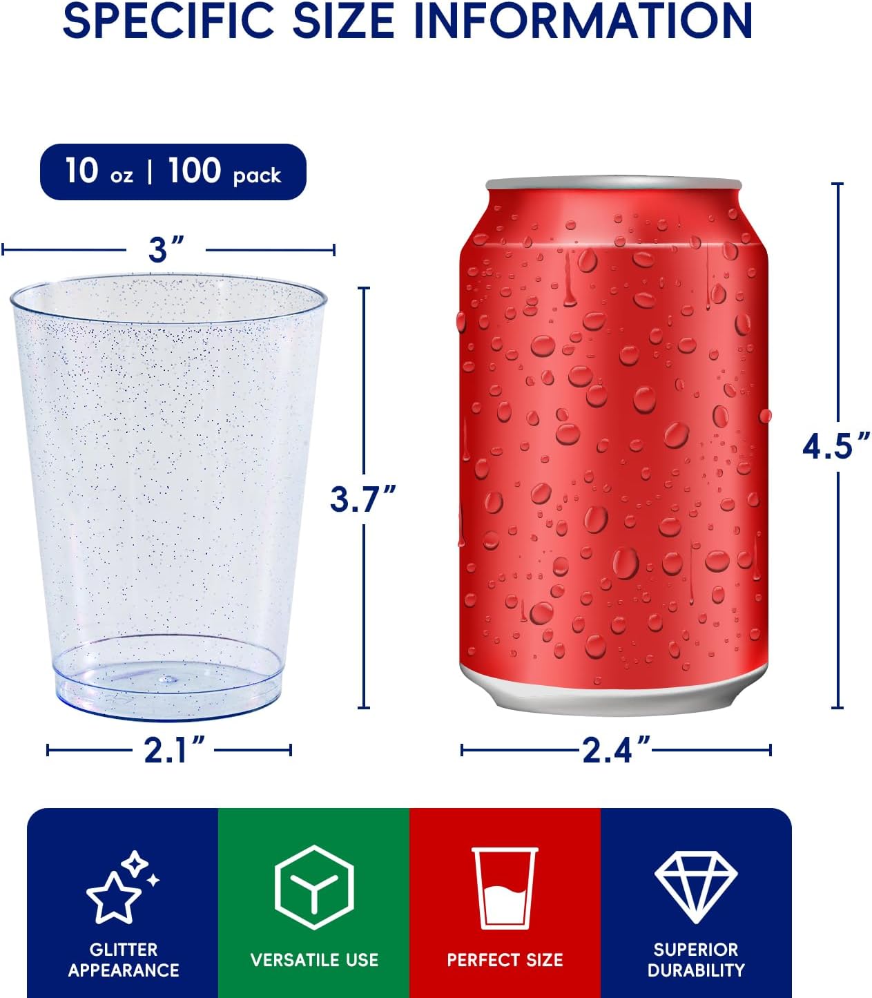 9/10oz Blue Glitter Party Cups - Jolly Party