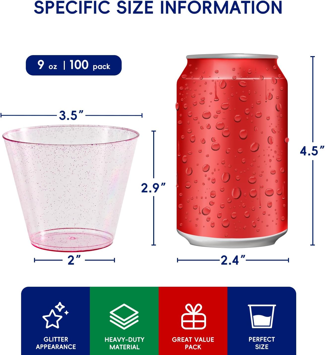 9oz Pink Glitter Party Cups - Jolly Party