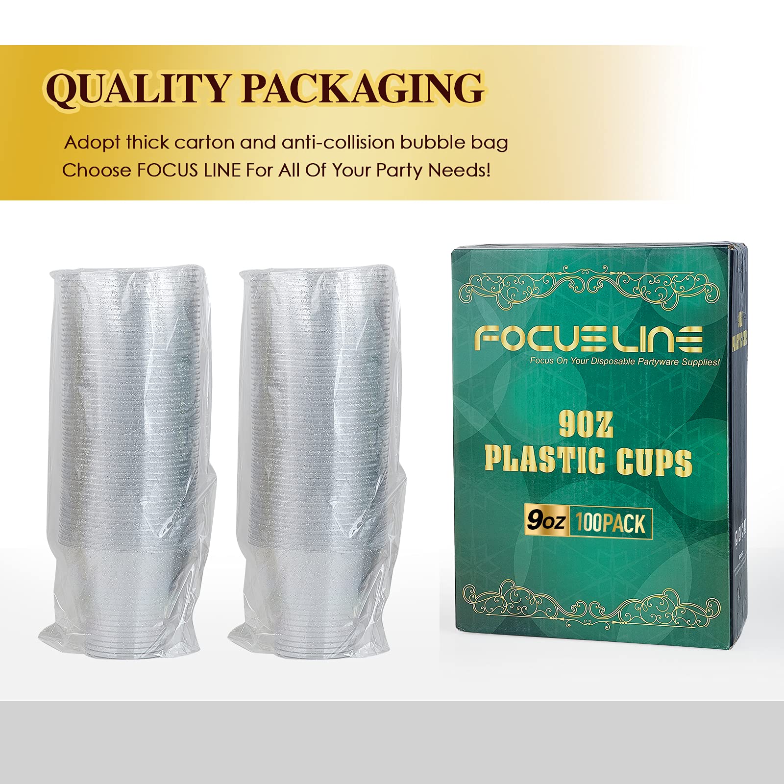 9oz Silver Glitter Party Cups - Jolly Party