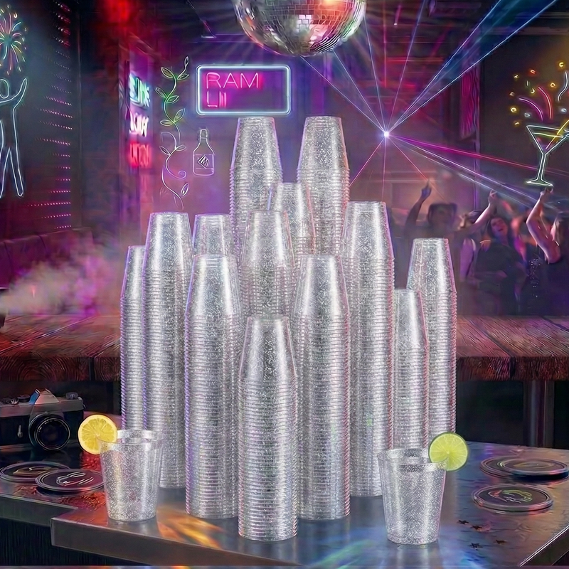 9oz Silver Glitter Party Cups - Jolly Party