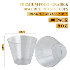 9oz Silver Glitter Party Cups - Jolly Party