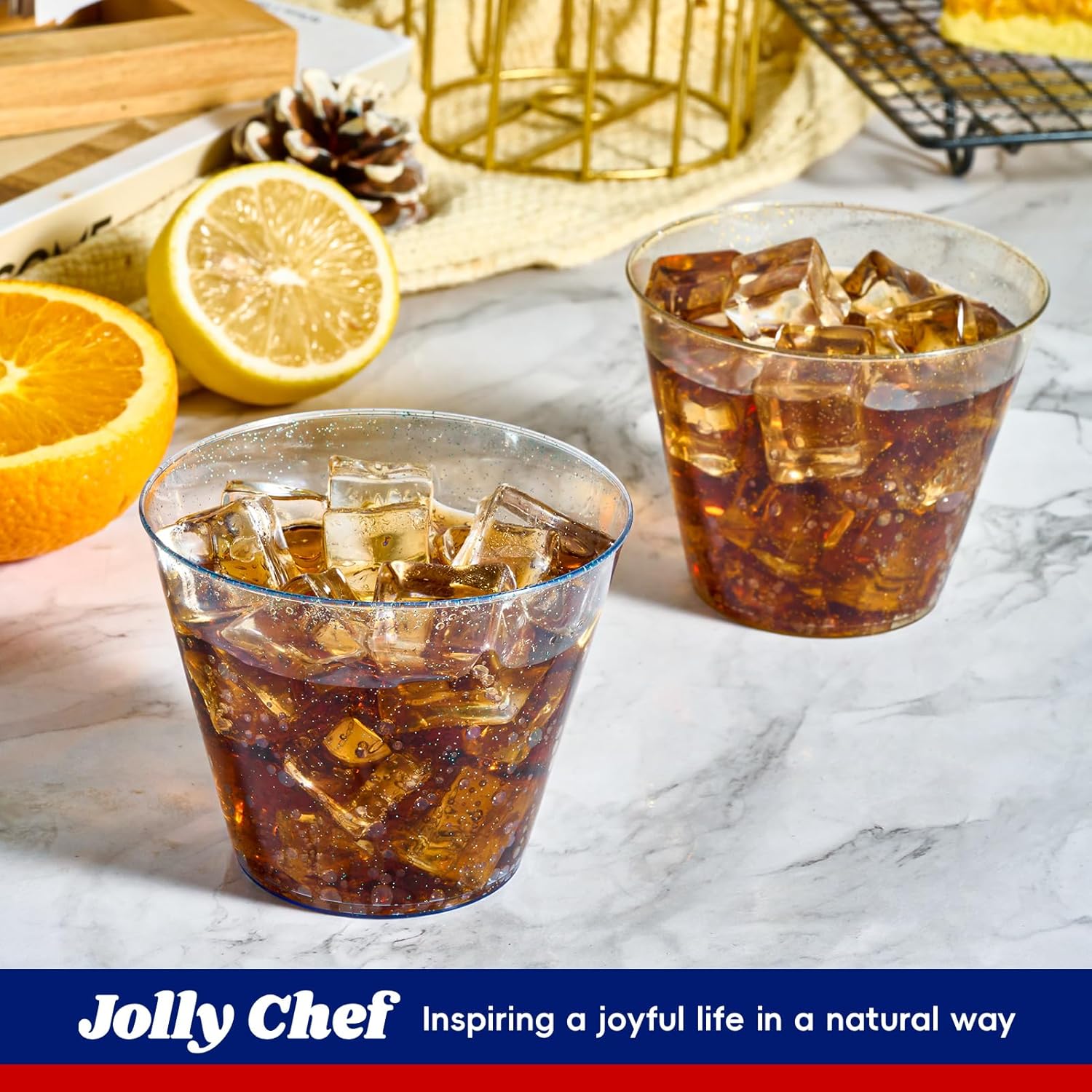9oz/10oz Four Color Glitter Cups - Jolly Party