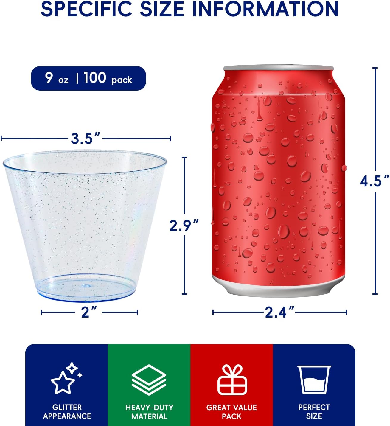9oz/10oz Four Color Glitter Cups - Jolly Party