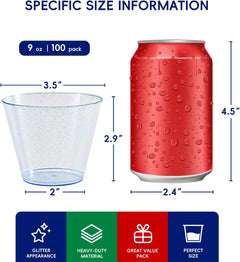9oz/10oz Four Color Glitter Cups - Jolly Party