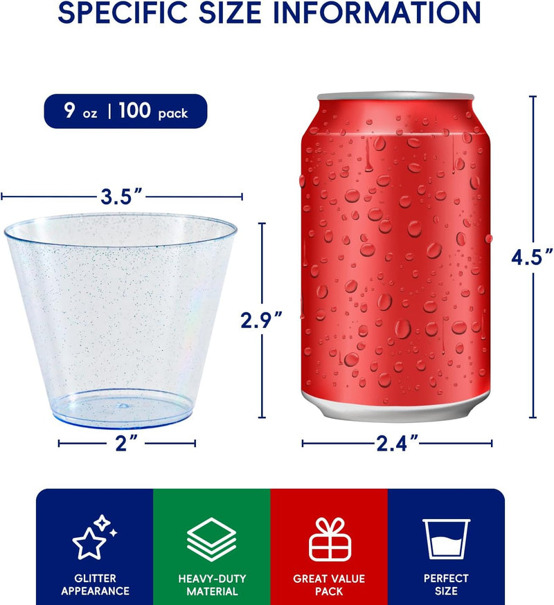 9oz/10oz Four Color Glitter Cups - Jolly Party