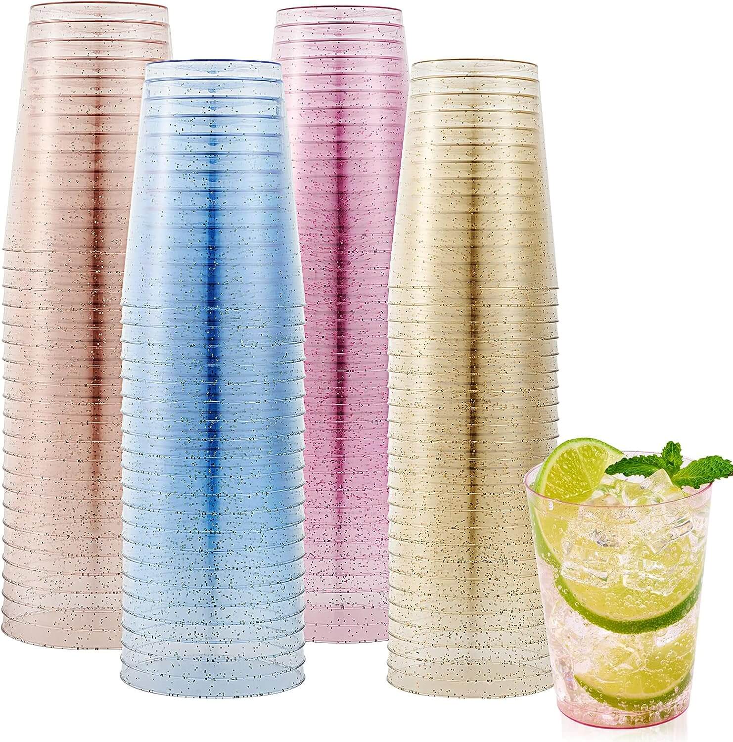 9oz/10oz Four Color Glitter Cups - Jolly Party
